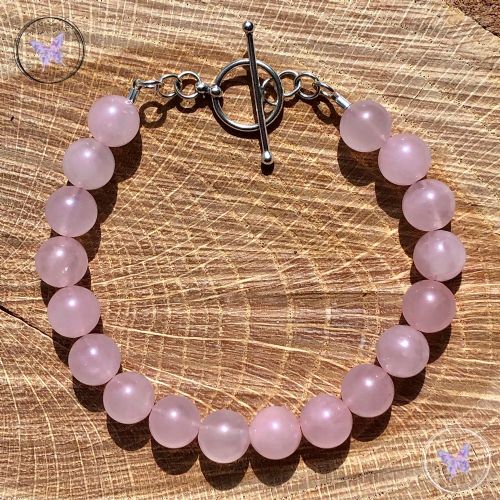 Rose Quartz Healing Bracelet With Silver Toggle Clasp